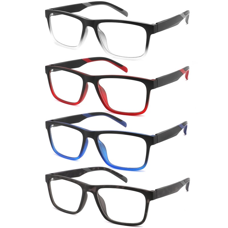 acavefox 4 Pack Reading Glasses Men Readers Computer Blue Light Blocking Comfortable Fashion Eyeglasses Strength 375